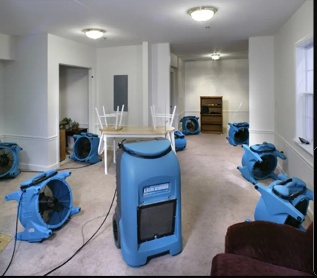 Air movers and dehumidifier setup for Water Extraction & Removal in Minnetonka